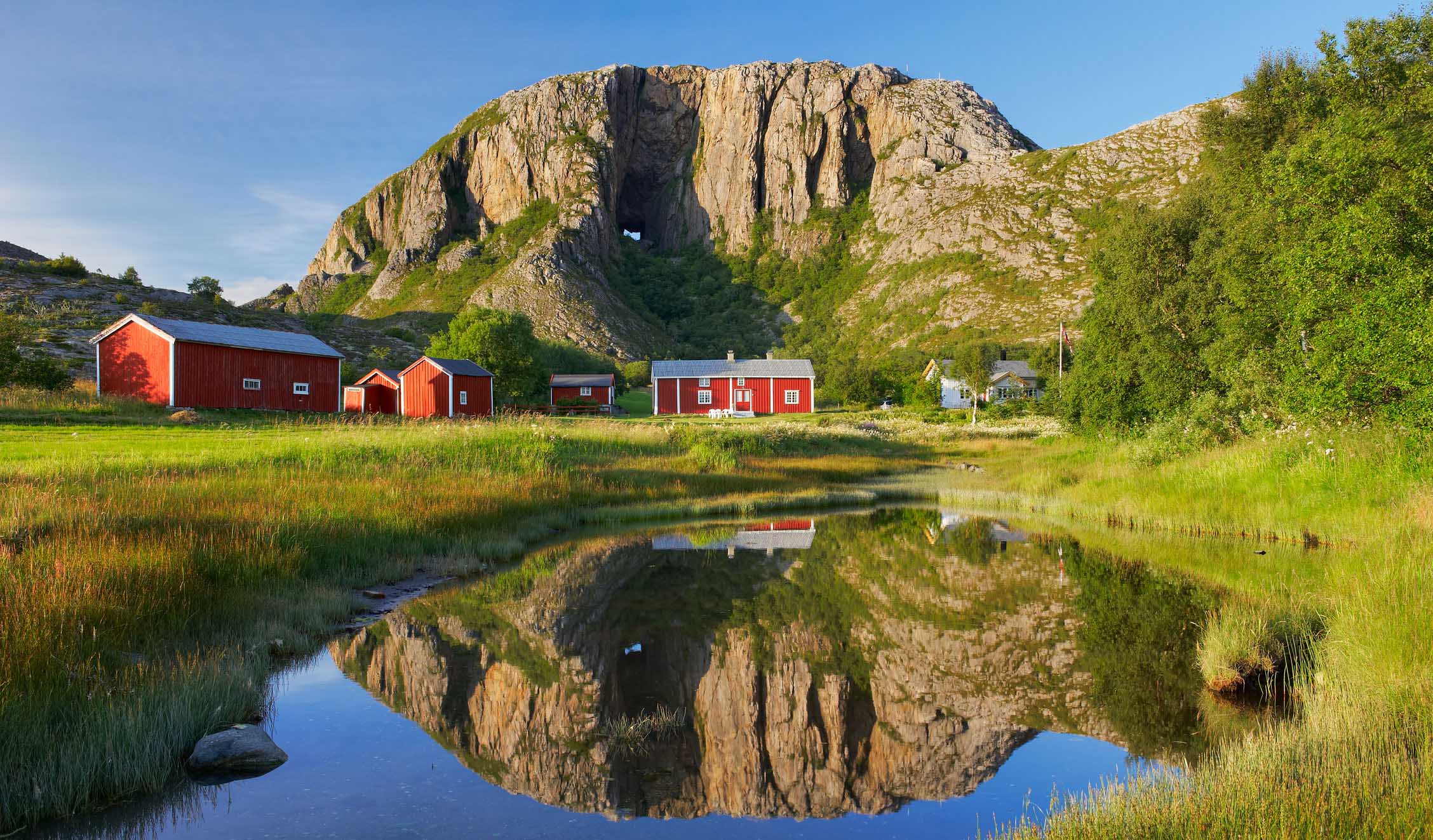 Small farm close to the mountain Torghatten, Brønnøysund.