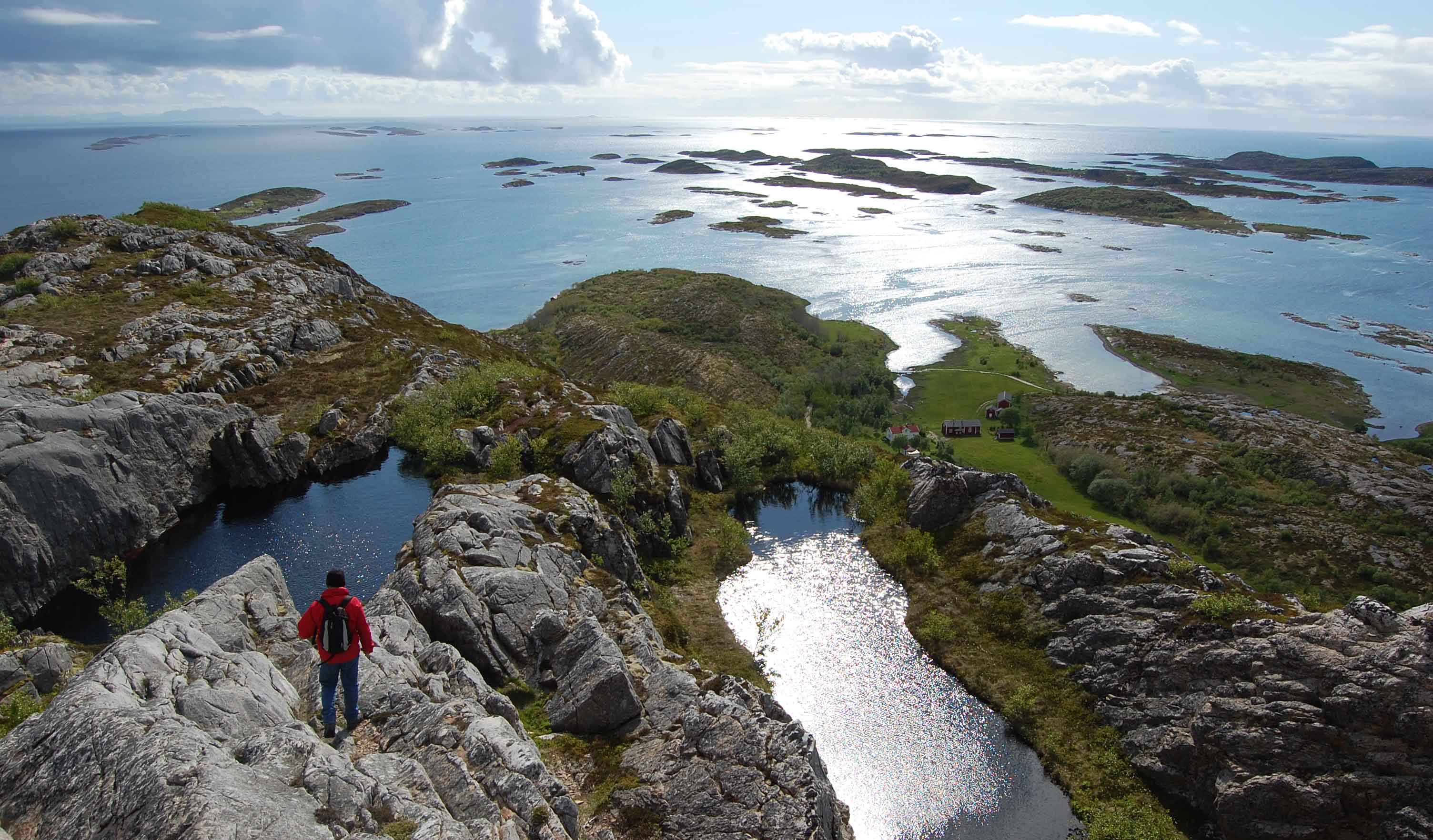 Helgeland coast islands seen from a mountain top.