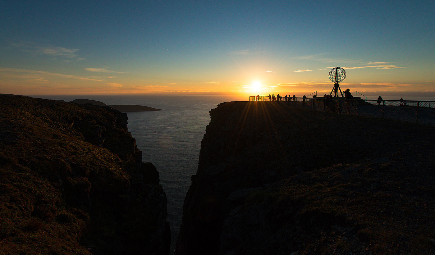 Midnight sun from the North Cape of Europe, located on the island Magerøya, Finnmark.