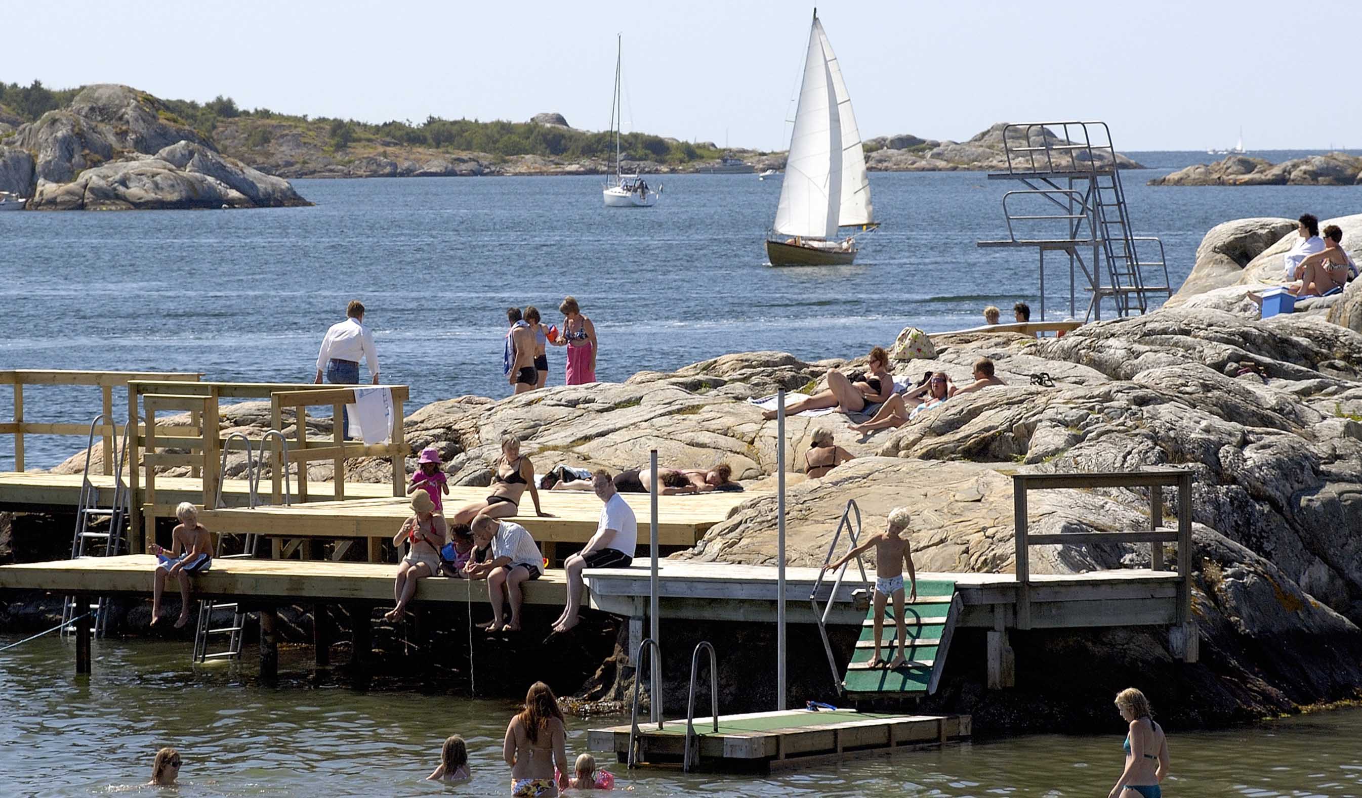 Bathing on an island within easy reach from the city Gothenburg.