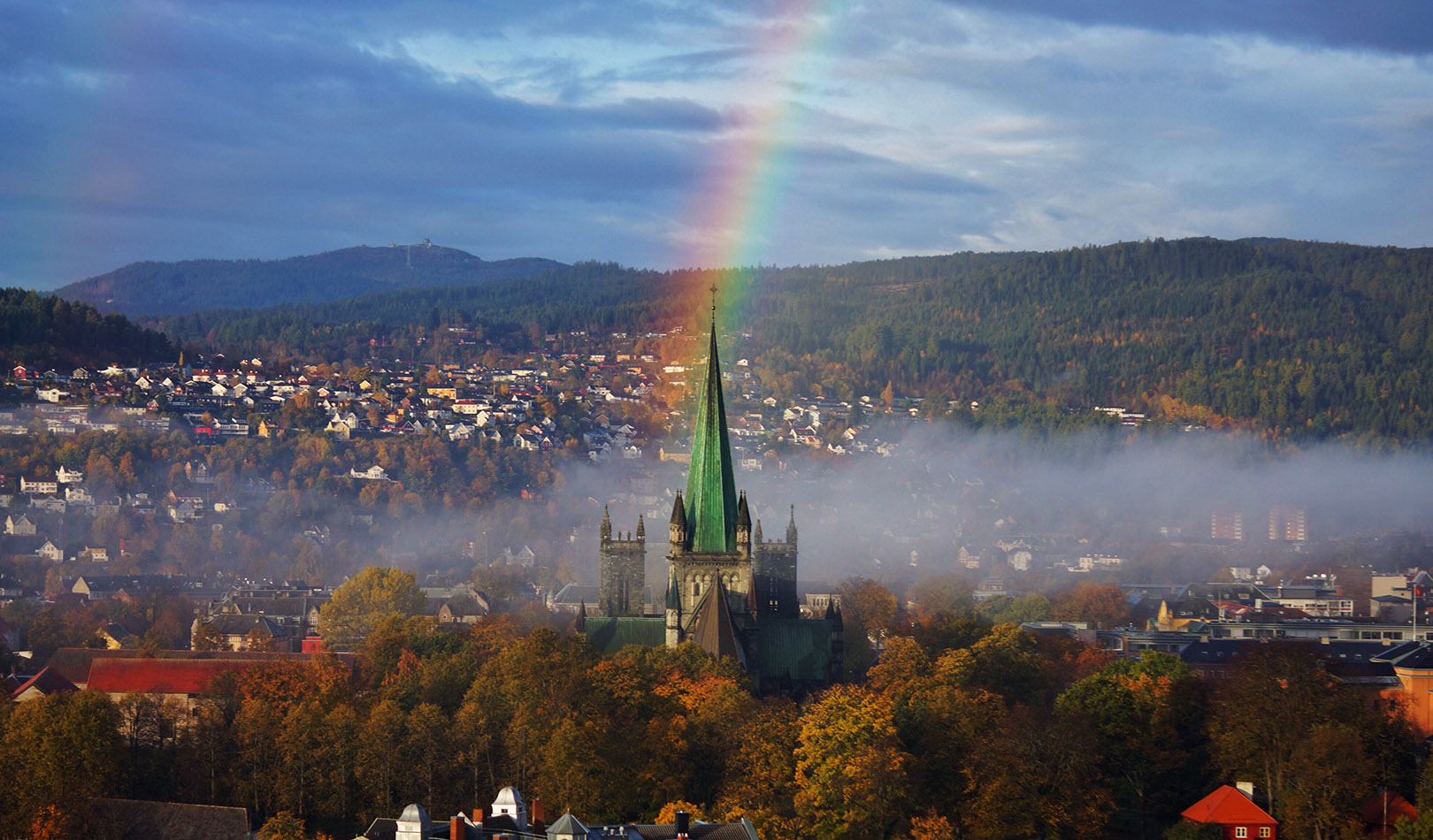Rainbow over Trondheim.