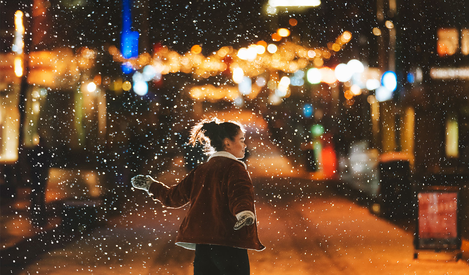 Girl walking in the snow