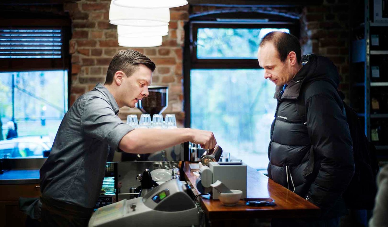 Pictures of coffee barista, Tim Wendelboe, at his coffee roastery in Grüners gate 1 in Oslo, Norway. Photo credit must be present at publication. Photo: Benjamin A. Ward